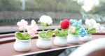 VRB Dec 1 Pcs Crochet Flowers Artificial Sunflower for Office Desk Car Dashboard Decor,Home Decoration, Office, Bedroom, Christmas Decor, Wedding (Sunflower with Daisy Pot)