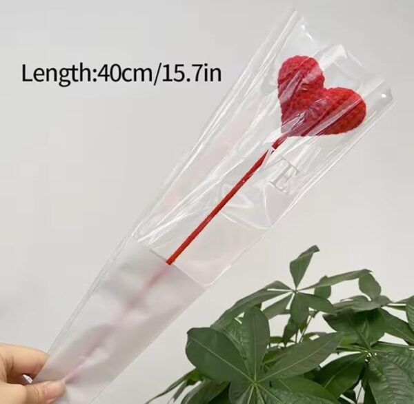 VRB Dec 1 Pcs Crochet Flowers Artificial Heart for Valentine,Bouquet,Office Desk,Table Decor,Home Decoration, Office,Decor,Bedroom, Christmas Decor (Red Heart Stick)