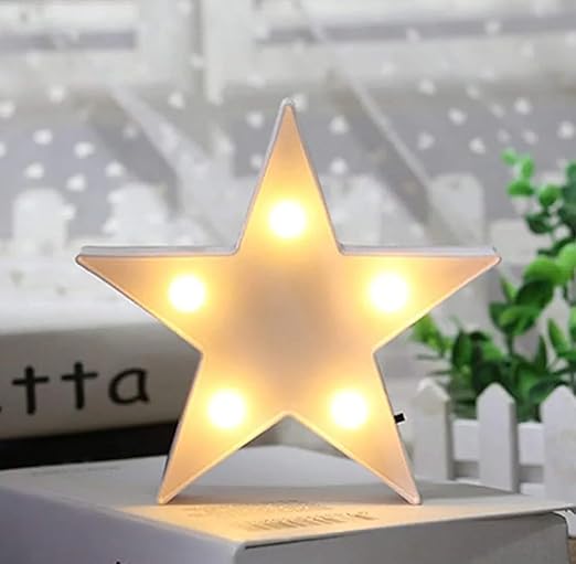 VRB Dec 1pcs Night Light LED Marquee Sign-Baby Light-Battery Operated Nursery Lamp, Decorative Light for Kid's Room/Party/Home/Wall Décor Party Light and Wall Lamp (Pack of 1) (Small Star)