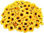 VRB Dec 100 pcs Sunflower Artificial Flowers for Decoration,Artificial Flower,Flowers for Hair Styling,Flowers for Pooja,Plastic Flowers for Home Decor,Diwali,Christmas,Floating Flowers. (100 Pcs)