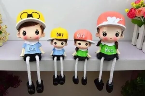 VRB Dec 4 pcs Hanging Legs Showpiece Cute Boy & Girl,Toy Cute Couple Figurines/Leg Hanging Dolls for Home Decor/Decorative Items for Home Decor,Valentine Gift for Girlfriend,Boyfriend (Model - 03)