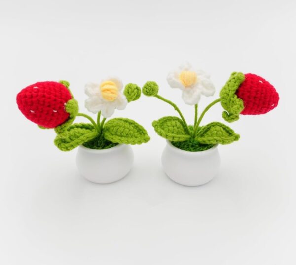 VRB Dec 1 Pcs Crochet Flowers Artificial Sunflower for Office Desk Car Dashboard Decor,Home Decoration, Office, Bedroom, Christmas Decor, Wedding (Mushroom with Daisy Pot)
