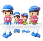 VRB Dec 4 pcs Hanging Legs Showpiece Cute Boy & Girl,Toy Cute Couple Figurines/Leg Hanging Dolls for Home Decor/Decorative Items for Home Decor,Valentine Gift for Girlfriend,Boyfriend (Model - 05)