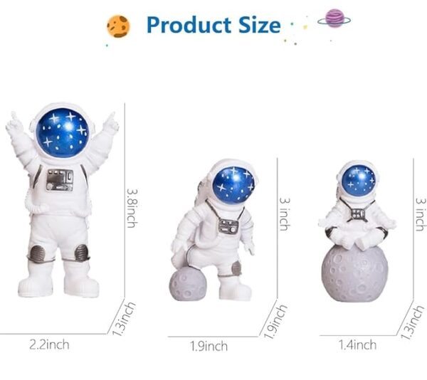VRB Dec 3pcs Astronaut Miniature Showpiece Set for Home Decor, car Dashboard,Valentine,Living Room,Gifts Figurines,Cake Decoration Items-Resin (3 Pcs Small Blue Star Astronaut showpiece)