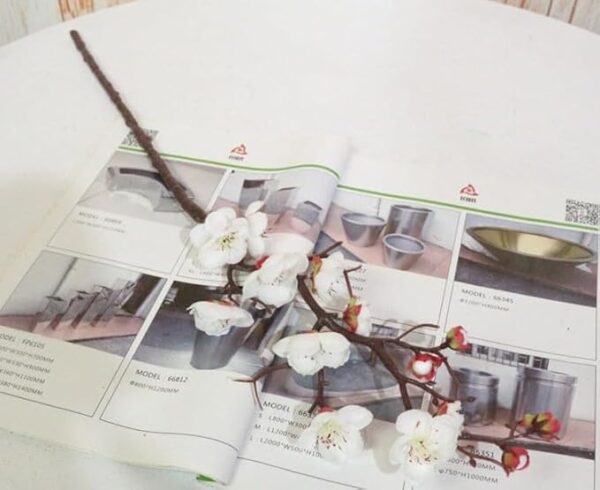 VRB Dec 3 Pcs Artificial Cherry Blossom Flowers Fake Plant Flowers for Home, Room,Office | Flowers for Vases | Decoration Items for Living Room (Pink)
