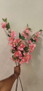 VRB Dec (Pack of 3 Artificial Bougainvillea Glabra Fake Plant Flowers for Home, Room,Office | Flowers for Vases | Decoration Items for Living Room (Without Pot) (Blush Peach - 3pcs)