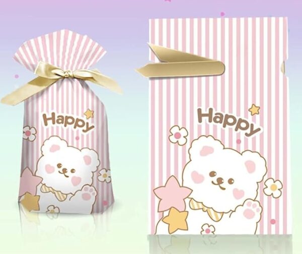 VRB Dec 50 Pcs Return Gift Bags - Potli Bags, Return Gift Bags for Kids Birthday - Gift Packing Bags - Goodie Bag for Return gifts - goodie bags - gift pouches for return gifts - guddy bags for return gifts (50 Pcs Happy Ribbon Bag)