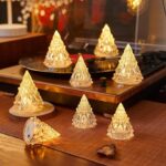 VRB Dec 6 Pcs Acrylic Flameless & Smokeless Decorative Candles Led Tea Light Candle Perfect for Gifting, Home, Birthday, Diwali, Christmas,Decorative Candles,Birthday (Christmas Tree)