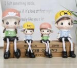 VRB Dec 4 pcs Hanging Legs Showpiece Cute Boy & Girl,Toy Cute Couple Figurines/Leg Hanging Dolls for Home Decor/Decorative Items for Home Decor,Valentine Gift for Girlfriend,Boyfriend (Model - 03)