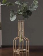 VRB Dec 1Pcs Metal Vase Aesthetic Vase, Flower Vase, Pampas Grass Vase,Vase for Flower,Vase for Plants,Vase Home Decor Centrepiece Decor for Home, Office,Living Room Decor (Design 1)