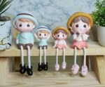 VRB Dec 4 pcs Hanging Legs Showpiece Cute Boy & Girl,Toy Cute Couple Figurines/Leg Hanging Dolls for Home Decor/Decorative Items for Home Decor,Valentine Gift for Girlfriend,Boyfriend (Model - 08)