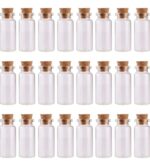 VRB Dec 60pcs Mini/Tiny Glass Jars With Wood Cork Stoppers,Wishing/Message Bottle For Decorations Lovely Small Wish Bottle Tiny Clear Empty Wishing Message Vial With Cork Jars