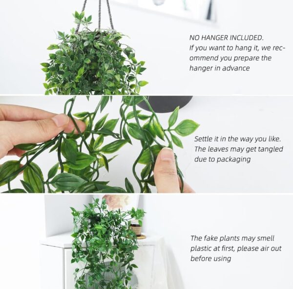 VRB Dec 2pcs Artificial Greenery Ferns Plants Vines Hanging Flowers Needle Wall Hanging For Home Decor Door Wall Balcony Decoration Party Festival Craft (Fern Hanging With Pot)