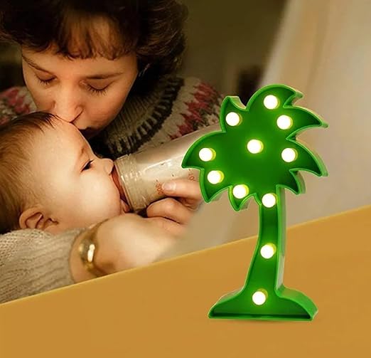 VRB Dec 1pcs Night Light LED Marquee Sign-Baby Light-Battery Operated Nursery Lamp, Decorative Light for Kid's Room/Party/Home/Wall Décor Party Light and Wall Lamp (Pack of 1) (Coconut Tree)
