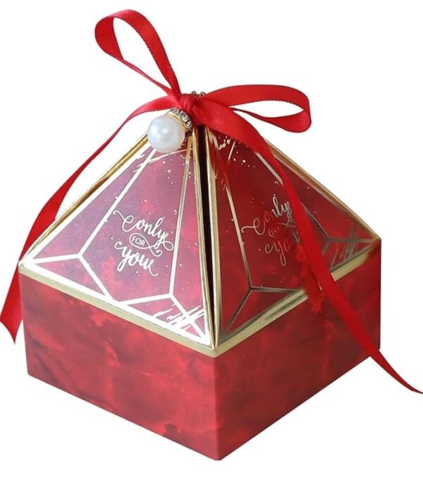 VRB Dec 50 pcs Small Diamond Gift Boxes for Packaging/Gift Boxes for Gifting,hamper boxes for gift empty,gift hamper box for gifting,return Gifting,Chocolates, Dry Fruits, Wedding & Pooja Gifts. (50 Pcs Red With Ribbon)
