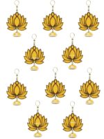 VRB Dec 12psc Lotus Hangings for Decoration/Floral Wall Hangings for Temple Decor Hanging for Home Decor,Diwali Decor,Wedding and All Festival Decor/showpiece for Home Decor (Yellow, 12)