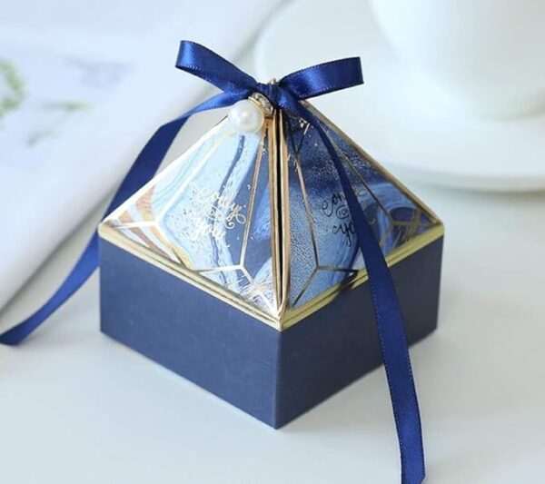 VRB Dec 50 pcs Small Diamond Gift Boxes for Packaging/Gift Boxes for Gifting,hamper boxes for gift empty,gift hamper box for gifting,return Gifting,Chocolates, Dry Fruits, Wedding & Pooja Gifts. (50 Pcs Blue With Ribbon)