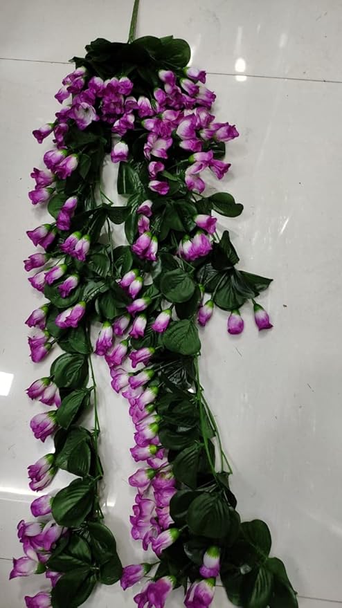 VRB Dec Artificial Rose Orchid Flowers Bunch | Orchid Hanging Flowers Decoration|Artificial Flower for Home Decor Wall Hanging (Purple, 1)
