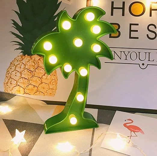 VRB Dec 1pcs Night Light LED Marquee Sign-Baby Light-Battery Operated Nursery Lamp, Decorative Light for Kid's Room/Party/Home/Wall Décor Party Light and Wall Lamp (Pack of 1) (Coconut Tree)