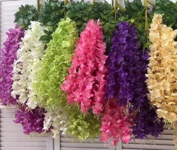 VRB Dec 12 Pcs (43.2Ft) Artificial Wisteria Vine| Ratta Fake Wisteria Hanging | Garland Silk Long Hanging Bush Flowers String for Home Party Wedding Decor