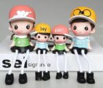 VRB Dec 4 pcs Hanging Legs Showpiece Cute Boy & Girl,Toy Cute Couple Figurines/Leg Hanging Dolls for Home Decor/Decorative Items for Home Decor,Valentine Gift for Girlfriend,Boyfriend (Model - 03)