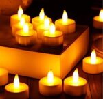 VRB Dec 24 Pcs Acrylic Flameless & Smokeless Decorative Candles Led Tea Light Candle Perfect for Gifting, Home, Birthday, Diwali, Christmas,Decorative Candles,Balcony, Birthday (Acrylic - 24 Pcs)
