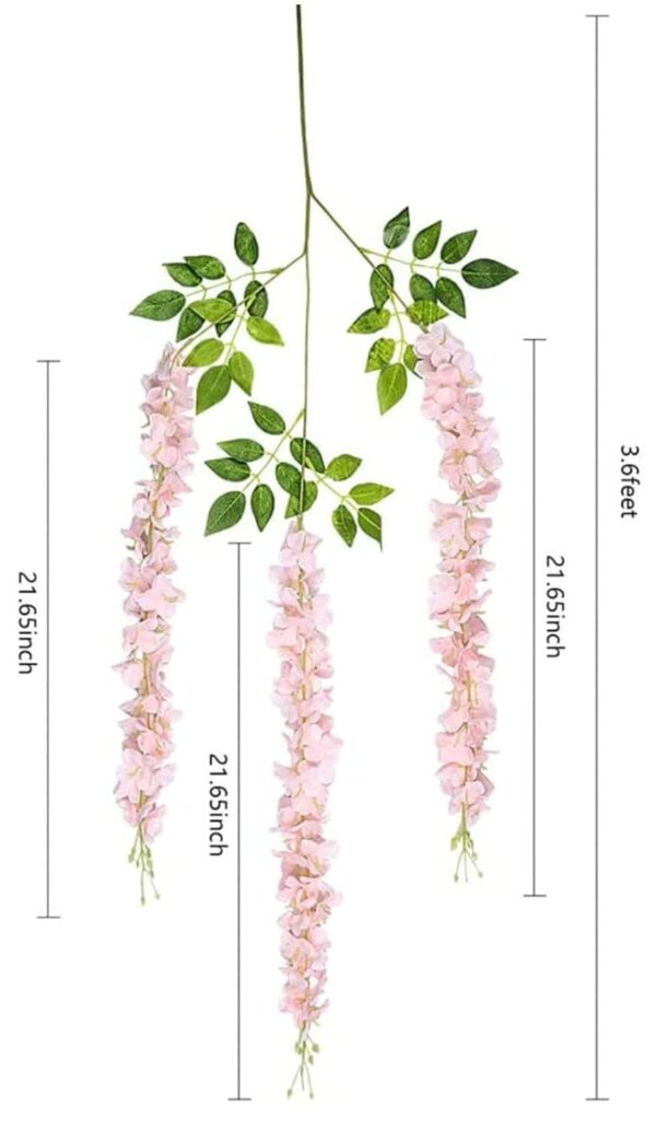 VRB Dec 12 Pcs (43.2Ft) Artificial Wisteria Vine| Ratta Fake Wisteria Hanging | Garland Silk Long Hanging Bush Flowers String for Home Party Wedding Decor