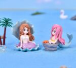 VRB Dec 4 Pcs Miniature Decor Items/Miniature/Miniature Toys for Garden,Toys for Garden/Miniature Garden Accessories for Home Decor,Figurines, Cake Decoration Items (Mermaid with Shell Design 4 Pcs)