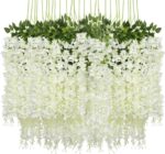 VRB Dec 12 Pcs (43.2Ft) Artificial Wisteria Vine| Ratta Fake Wisteria Hanging | Garland Silk Long Hanging Bush Flowers String for Home Party Wedding Decor