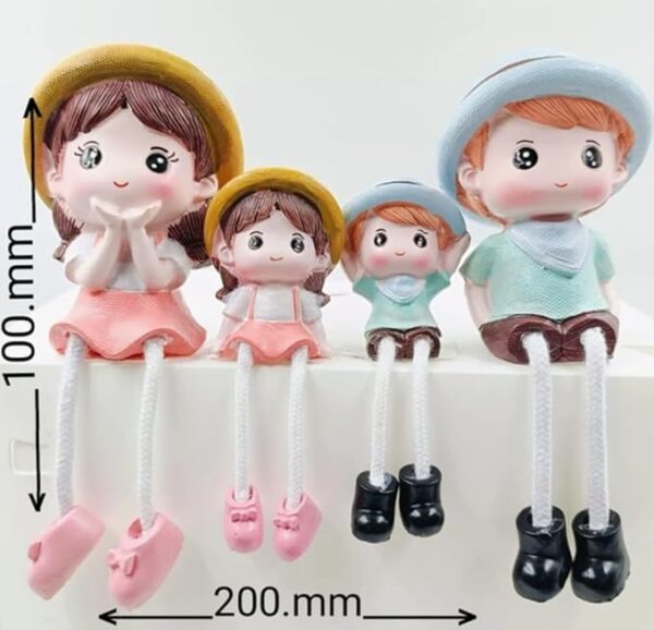 VRB Dec 4 pcs Hanging Legs Showpiece Cute Boy & Girl,Toy Cute Couple Figurines/Leg Hanging Dolls for Home Decor/Decorative Items for Home Decor,Valentine Gift for Girlfriend,Boyfriend (Model - 08)