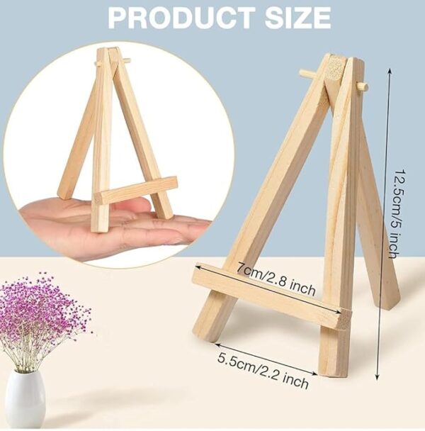 VRB Dec 10 Pcs Wooden Foldable/Adjustable Easel Stand for displaying Great Artwork Sketch,Art Painting,Canvas,Business Promotions, Display, Artist Students (6 Inch Mini Easel Stand - 10 Pcs)