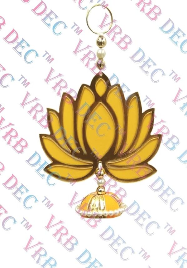 VRB Dec 12psc Lotus Hangings for Decoration/Floral Wall Hangings for Temple Decor Hanging for Home Decor,Diwali Decor,Wedding and All Festival Decor/showpiece for Home Decor (Yellow, 12)