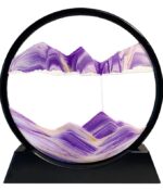 VRB Dec 1 Pcs 7" inch Moving Sand Art Picture Decor, 3D Deep Sea Sandscape Liquid Motion, Round Glass Frame Display Flowing Sand Relaxing Gift for Kids Adults Home Office Work Desktop