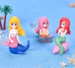 VRB Dec 4 Pcs Miniature Decor Items/Miniature/Miniature Toys for Garden,Toys for Garden/Miniature Garden Accessories for Home Decor,Figurines, Cake Decoration Items (Mermaid with Shell Design 4 Pcs)
