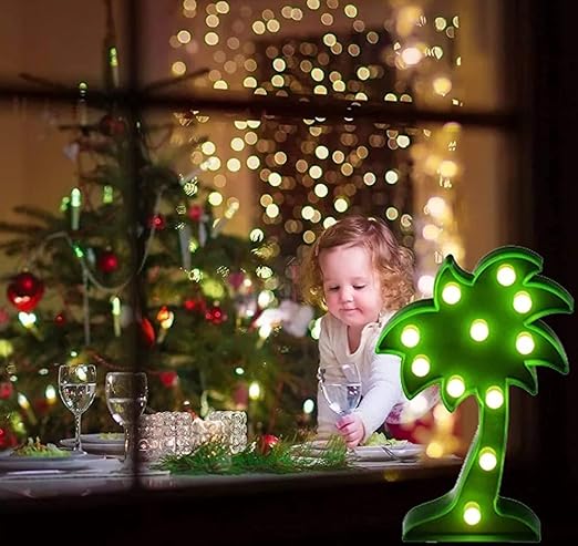VRB Dec 1pcs Night Light LED Marquee Sign-Baby Light-Battery Operated Nursery Lamp, Decorative Light for Kid's Room/Party/Home/Wall Décor Party Light and Wall Lamp (Pack of 1) (Coconut Tree)
