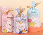 VRB Dec 50 Pcs Return Gift Bags - Potli Bags, Return Gift Bags for Kids Birthday - Gift Packing Bags - Goodie Bag for Return gifts - goodie bags - gift pouches for return gifts - guddy bags for return gifts (50 Pcs Happy Ribbon Bag)