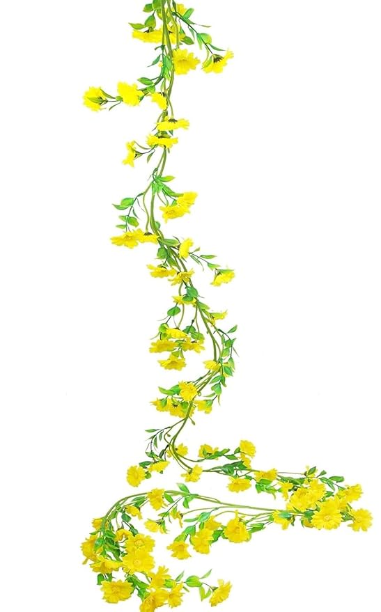VRB Dec 1 Pcs Artificial Flowers Vine Silk Daisy Garland Fake Ivy,(6 ft Long) Wedding Decorations Diwali/Ganpati/Christmas Decorations Fake Daisy Floral Vine Silk Hanging Flower for Home.