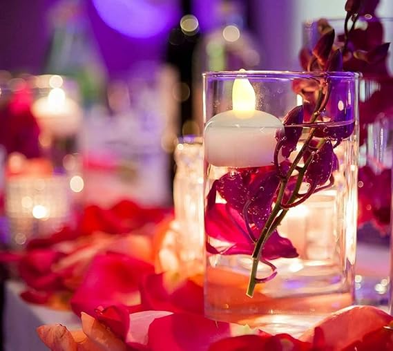 VRB Dec 12 pcs Acrylic Flameless & Smokeless Decorative Candles Led Tea Light Candle Perfect for Gifting, Home, Birthday, Diwali, Christmas,Decorative Candles,Balcony, Birthday (Water Sensored - 12Pcs)