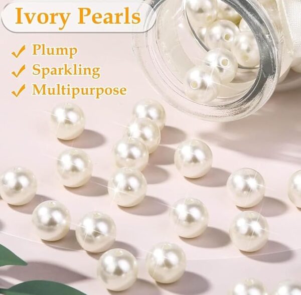 VRB Dec Artificial Pearls Beads Moti Pearls Beads for Jewellery Making, Beads for Bracelet Making, Resin Art,Beads, Crafting, Scrap Booking and Embroidery DIY Craft (12MM (300Pcs), Off-White)