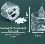 VRB Dec 24 pcs Acrylic Flameless & Smokeless Decorative Candles Led Tea Light Candle Perfect for Gifting, Birthday, Diwali, Christmas,Decorative Candles,Balcony, Birthday (Crystal tealight - 24 Pcs)