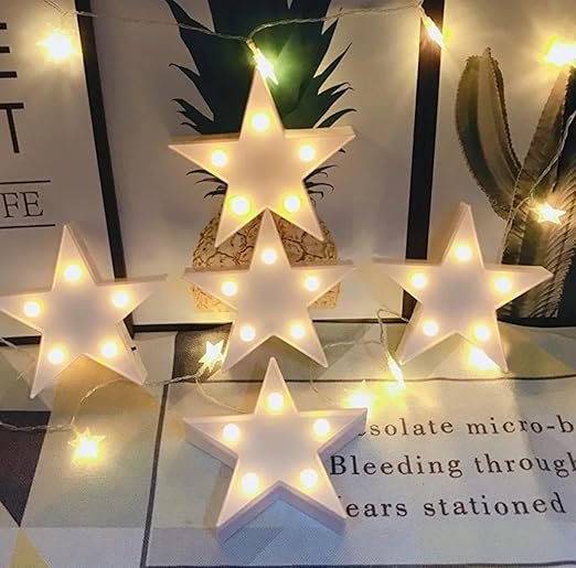VRB Dec 1pcs Night Light LED Marquee Sign-Baby Light-Battery Operated Nursery Lamp, Decorative Light for Kid's Room/Party/Home/Wall Décor Party Light and Wall Lamp (Pack of 1) (Small Star)