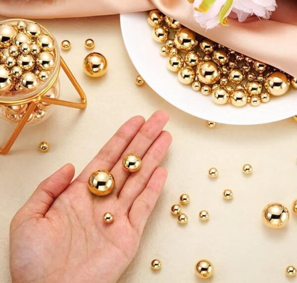 VRB Dec Artificial Pearls Moti Pearls for Jewellery Making - 300Pcs Golden 14MM