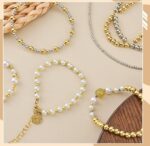 VRB Dec Artificial Pearls Moti Pearls for Jewellery Making - 300Pcs Golden 14MM
