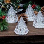 VRB Dec 6 Pcs Acrylic Flameless & Smokeless Decorative Candles Led Tea Light Candle Perfect for Gifting, Home, Birthday, Diwali, Christmas,Decorative Candles,Birthday (Christmas Tree)
