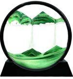 VRB Dec 1 Pcs 7" inch Moving Sand Art Picture Decor, 3D Deep Sea Sandscape Liquid Motion, Round Glass Frame Display Flowing Sand Relaxing Gift for Kids Adults Home Office Work Desktop