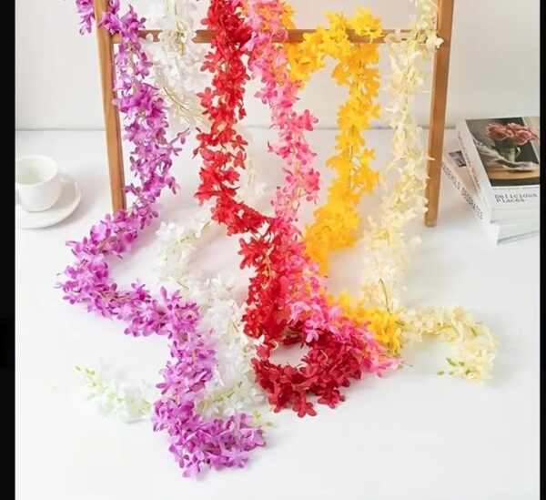 VRB Dec 1 Pcs Artificial Flowers Vine Silk Wisteria Garland Fake Ivy,(6 ft Long) Wedding Decoration Diwali/Ganpati/Christmas Decorations Fake Daisy Floral Vine Silk Hanging Flower for Home.