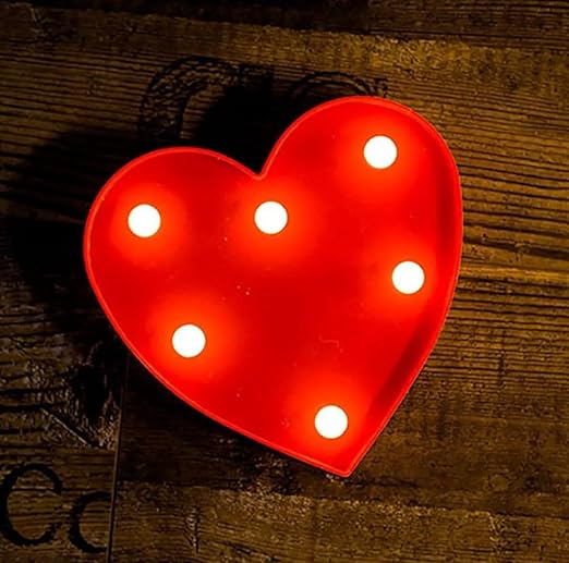 VRB Dec plastic 1 Pcs Led Marquee Alphabet Letters Light Sign For Home/Kitchen Decoratrion Decor Walls Hanging Birthday Party Light And Wall Lamp (Heart, Heart Shape,Red)