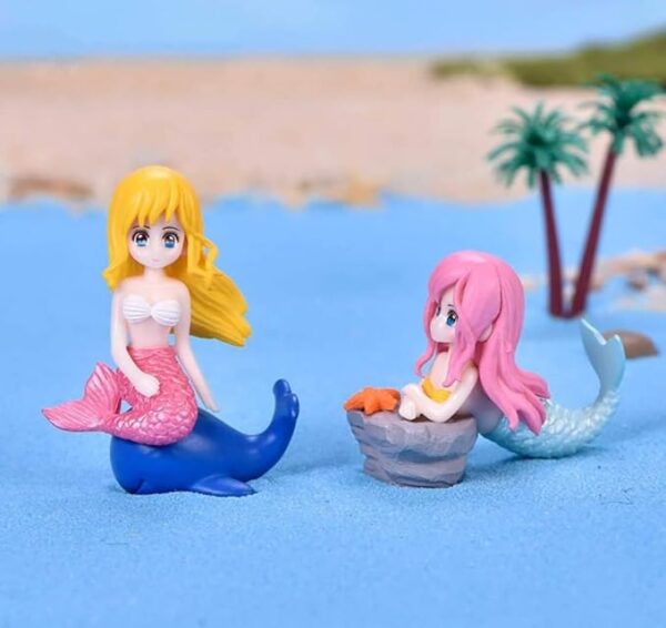 VRB Dec 4 Pcs Miniature Decor Items/Miniature/Miniature Toys for Garden,Toys for Garden/Miniature Garden Accessories for Home Decor,Figurines, Cake Decoration Items (Mermaid with Shell Design 4 Pcs)