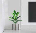 VRB Dec 1 Pcs Artificial Banana Plants with Pot Plants Leaves Tree Tropical 12 Palm Leaves Faux Areca Palm Plants Indoor Real Touch Monstera Plant for Home/Decor