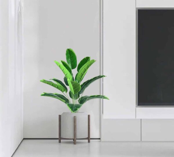 VRB Dec 1 Pcs Artificial Banana Plants with Pot Plants Leaves Tree Tropical 12 Palm Leaves Faux Areca Palm Plants Indoor Real Touch Monstera Plant for Home/Decor